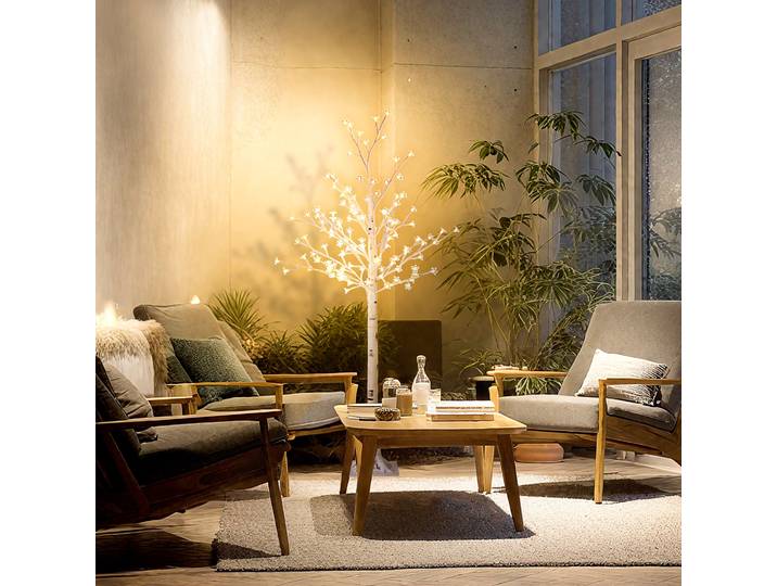HOMCOM Arbre Artificiel LED 120 Blanc Chaud 150cm