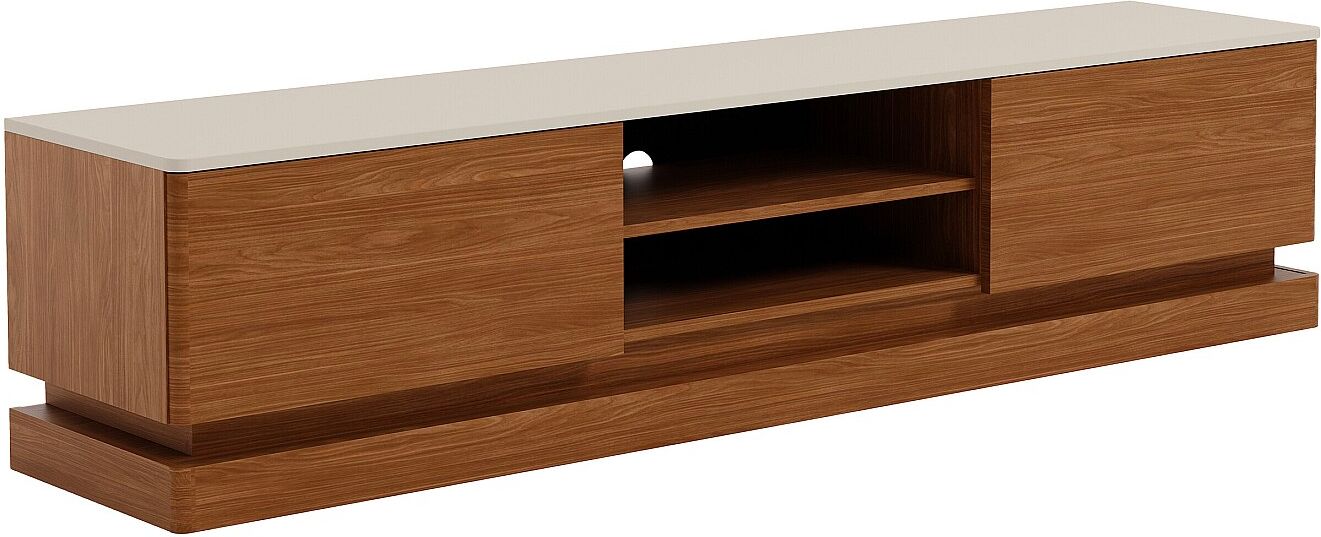 Vente-unique TV-Möbel 2 Schubladen und 2 Nischen mit LEDs aus MDF - Dunkelnaturtöne und Beige - DEVIKA