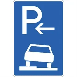 Verkehrsschild VZ315-52, Parken halb auf Gehwegen links (Ende), Alu, RA1, 420x630 mm