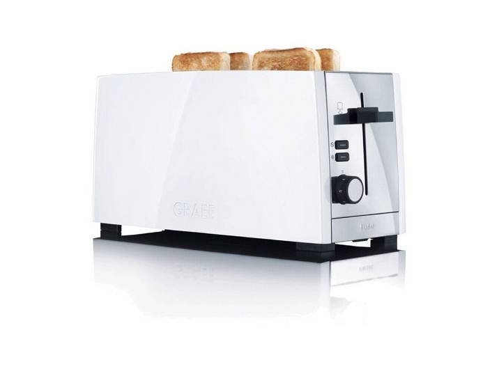 Graef Toaster TO101 4-Scheiben-Toaster 38x16x19 cm 1380 W weiß, TO101, 38,00cm, Edelstahl, Weiß