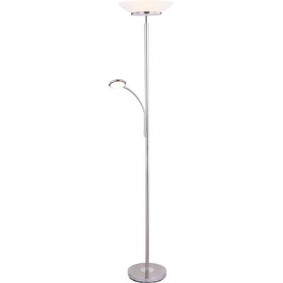 GLOBO LIGHTING Deckenfluter "DECKENFLUTER NICKEL MATT, 1XLED", silber (silberfarben), Ø 32cm H: 178cm, 1 Stk., Leuchten, Stehlampe Stehleuchte Fluter Wohnzimmer Flur, Deckenfluter