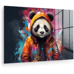 ACRYLGLASBILD Panda - Jacke - Graffiti - Orange Room Decor 90x60 cm