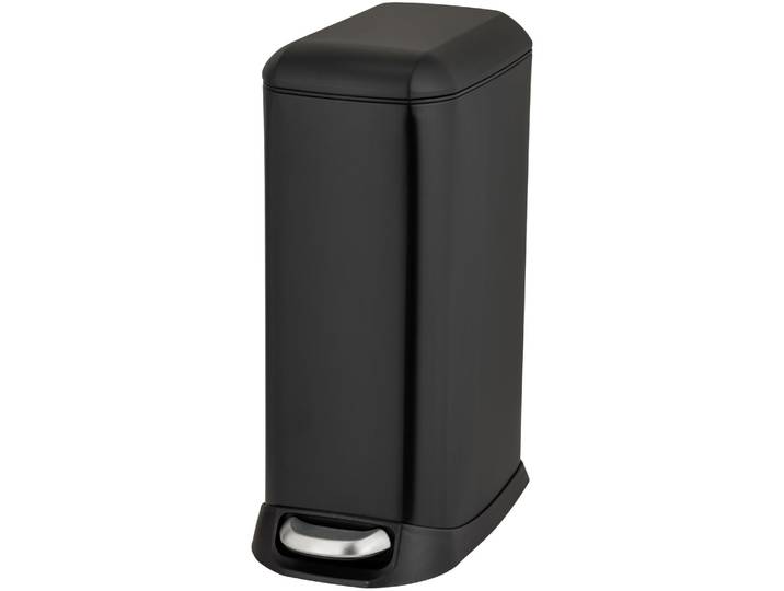Mülleimer WENKO Modell Design , schwarz, B:23,5cm H:55cm T:41cm, Edelstahl, Kunststoff, Mülleimer, Mülleimer, Abfalleimer mit Absenkautomatik und herausnehmbarem Einsatz