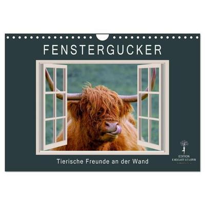 Fenstergucker - tierische Freunde an der Wand (Wandkalender 2027 DIN A4 quer), CALVENDO Monatskalender