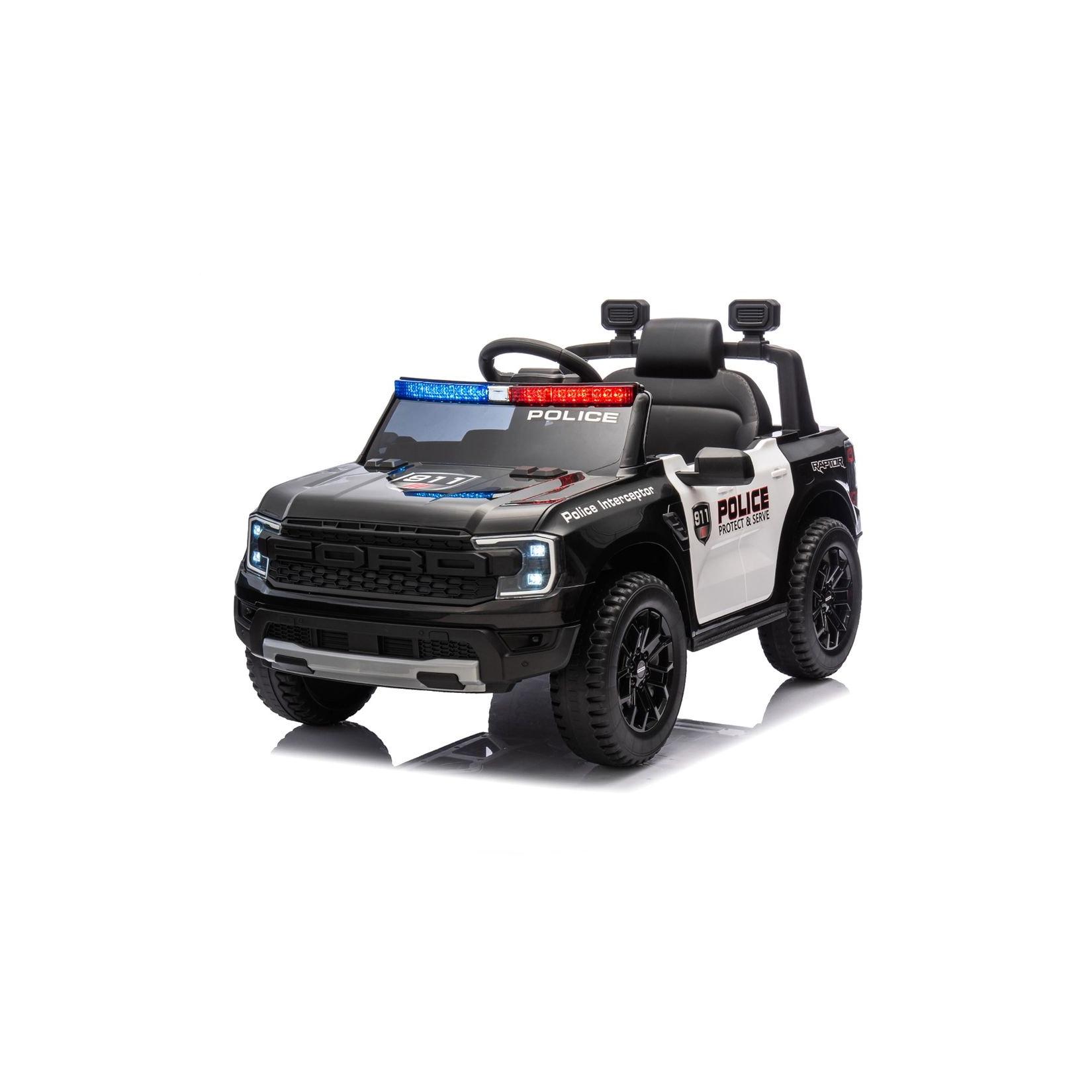 Chipolino Kinder Elektroauto Ford Police Bluetooth, Fernbedienung, Gurt, MP3 schwarz