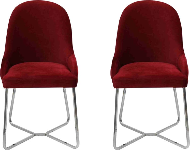 Set van 2 luxe moderne rode eetkamerstoelen
