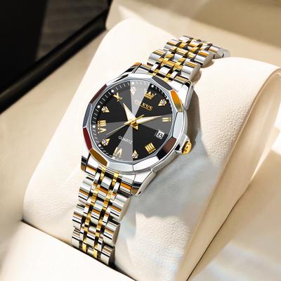 Youfap Market Elegant Original Luxury Ladies Quartz Wristwatch, Fashion Golden Watch For Women, Waterproof Stainless Steel Watch gold Black