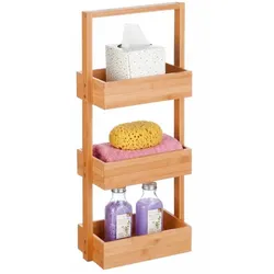 Relaxdays Badregal Bambus mit 3 Ablagen Hellbraun