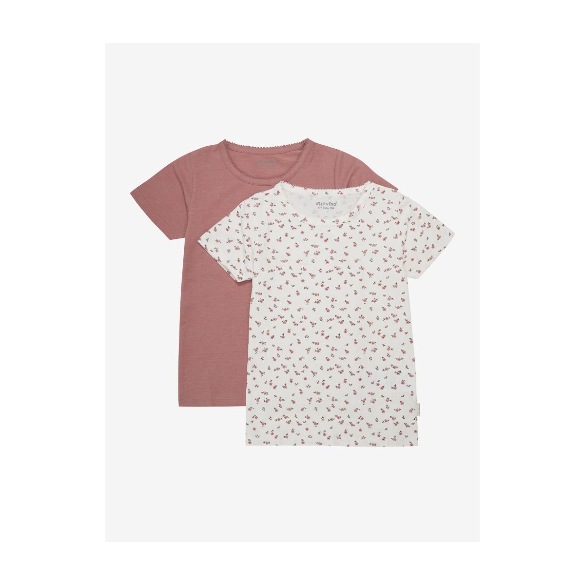Minymo Basic 33 -t-shirt SS (2-pack) canyon rose (411) 80 3933-411-80