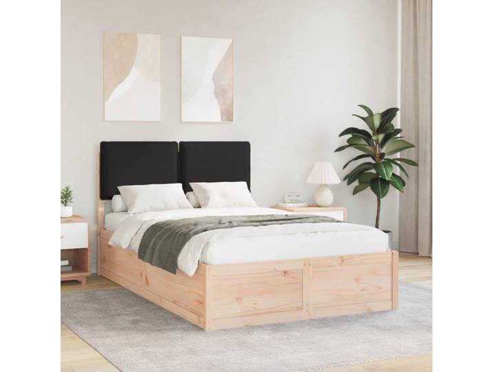 Cadre de lit avec tête de lit rembourrée - - Noir - Pin massif - 120x190 cm - Tête de lit amovible