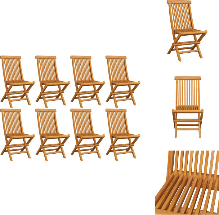 vidaXL Klappbare Gartenstühle 8 Stk. Massivholz Teak - Gartenstühle