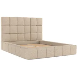 POLSTERBETT Skiathos mit Stauraum 160/200 cm Hellbeige im Bubble Stoff