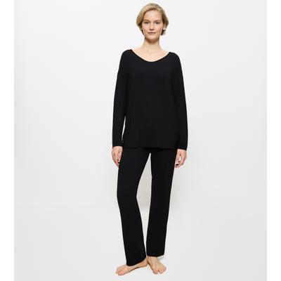 Pyjama TRIUMPH "Timeless Sensuality PK LSL", Damen, Gr. 38, schwarz, Single Jersey, 94% Modal, 6% Elasthan, unifarben, normal normal, V-Ausschnitt, Homewear-Sets Pyjama, atumgsaktiv und weich