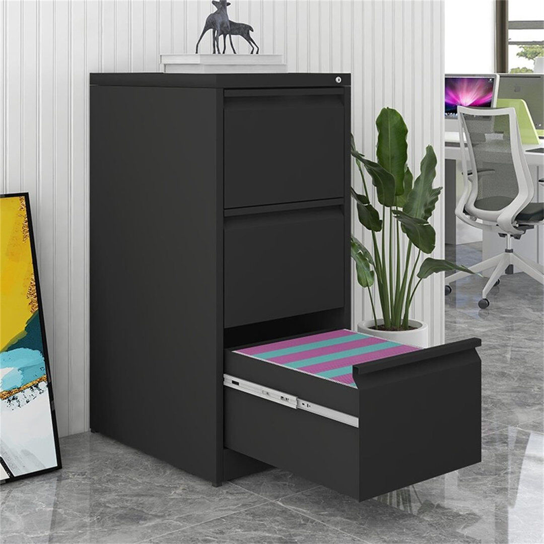 FXSGER 37 cm W Filing Cabinet Black 100cm H X 37cm W X 45cm D