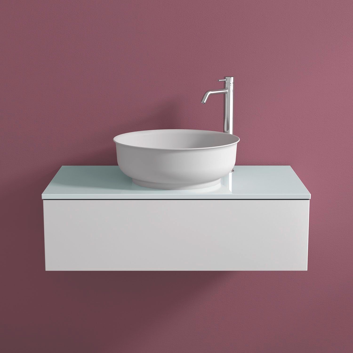 progettobagno Luna washbasin console 80 cm with drawer and glass top white MB80BIXB