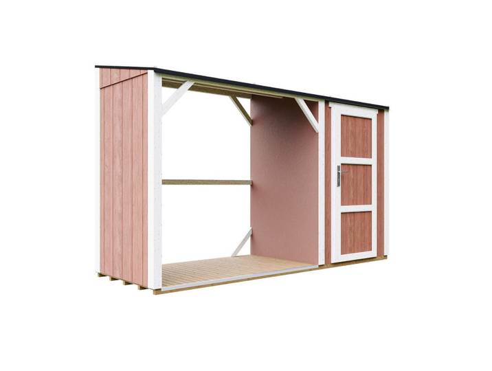BRENNHOLZLAGER mit geschlossenem Stauraum 4,14 m² M985-REDWOOD RED