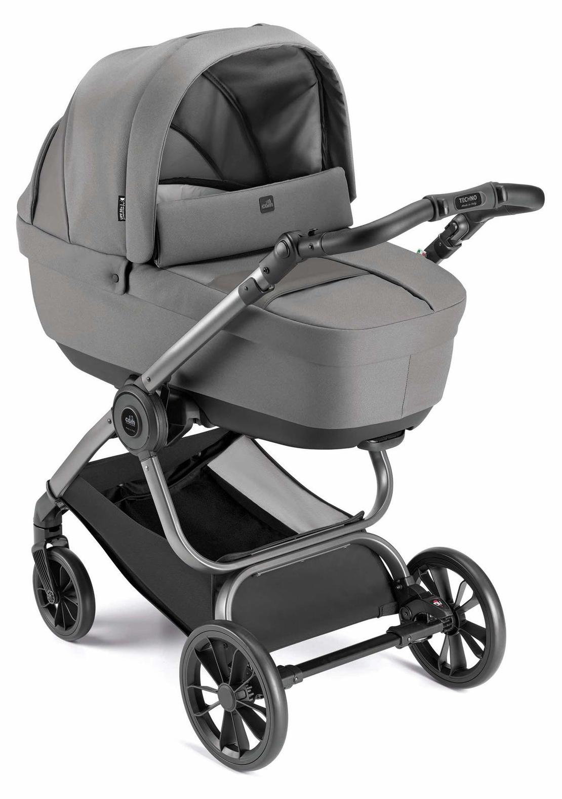 Cam Techno Babila (duo), Betthimmel, Leichtgewichtiger Kinderwagen, Unisex, Feste Räder, Faltbar, Schwarz, Grau