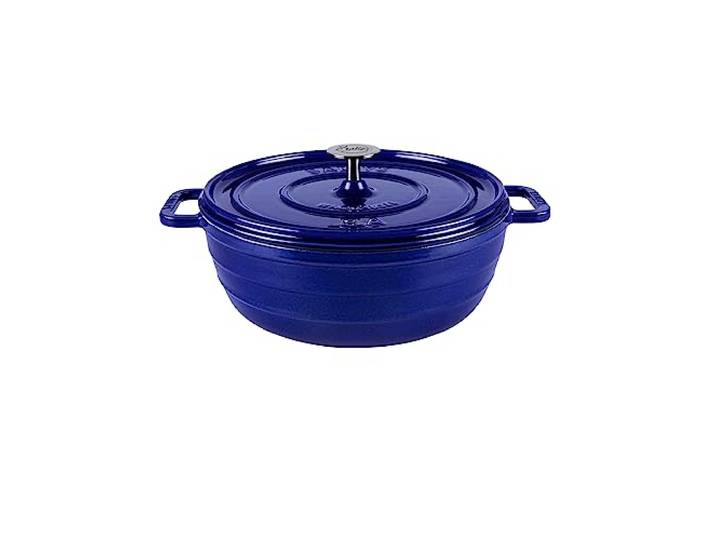 Sallys 'Ela' Deluxe Gusseisentopf - Robustes und Hochwertiges Kochjuwel für Perfektes Garen (Royal Blue Majolika)