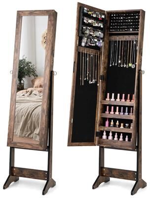 Jewelry Armoire Cabinet with Full-length Mirror Standing