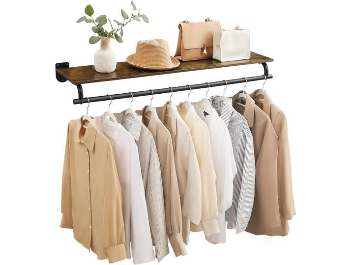 Wandgarderobe mit Kleiderstange vintagebraun Metall