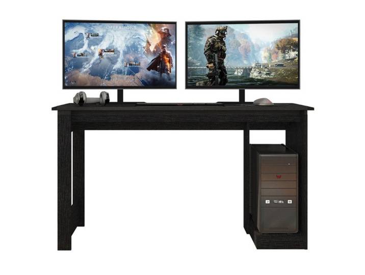 Bureau Gamer Noir Support UC L 136 H 75 P 54 cm - L 136 x l 54 x H 75 cm