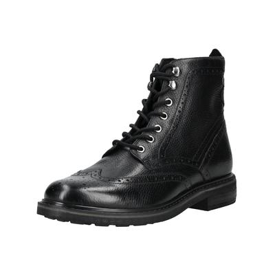 Schnürstiefelette CLARKS "Clarks Stiefelette Leder", Herren, Gr. 43, schwarz, Leder, Schuhe Schnürstiefelette