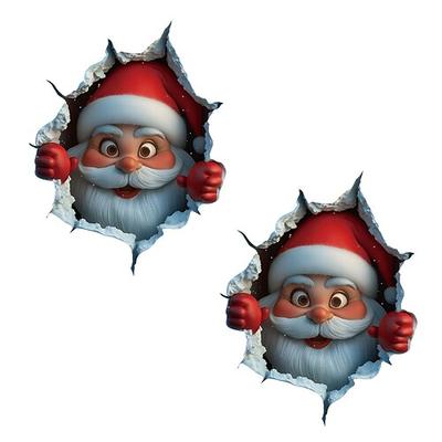 2 Stück Wandaufkleber mit dem Motiv „Weihnachtsmann bricht durch" können an Kofferraum, Tür, Fenster, Wänden, Laptop, Roller oder LKW angebracht werden – geeignet für die Weihnachtsdekoration zu Hause
