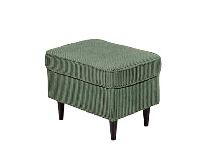 Fußhocker >OSKAR< in winter moss mit weichem 100% Polyester-Stoffbezug, Schaumstoffpolster, schwarzen Massivholzfüßen, 63x43x42 cm, pflegeleicht, teilw. zusammengebaut und schnell einsatzbereit.