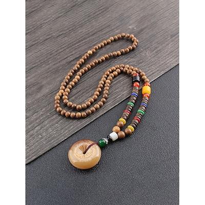 Herren-Halskette im Boho-Stil, aus verschiedenen Materialien wie Holzperlen und Steinen, in verschiedenen Ausführungen, handgefertigter Stammes-Schmuck, perfekt für den Alltag und den Urlaub.