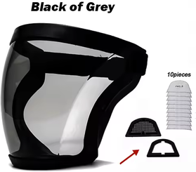 Perfect Picks Market ClearGuard Full Face Safety Shield Mask For Kitchen, Workshop & Daily Protection black And Grey