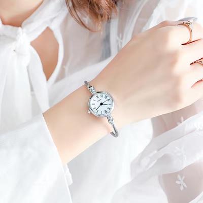 Quick Pick Pro Aurelia Gold Bangle Watch For Women Retro Quartz Bracelet Watch With Stainless Steel Chain roma Silver white