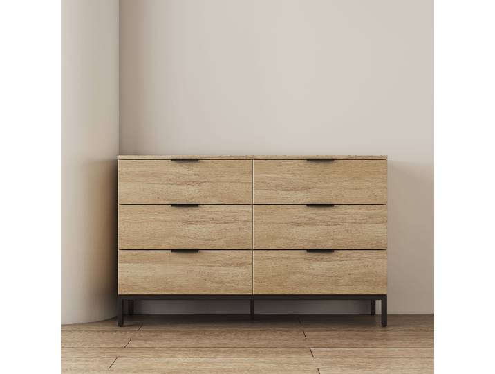 Kommode OTTO HOME Jorinde , braun (natur), B:120cm H:76cm T:40cm, ABS-Kunststoff, Holzwerkstoff, MDF, Melamin, Sideboards, Kommode, Melaminoberfläche, flexibler Stauraum und robustes Metallgestell