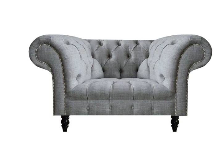 JVmoebel Chesterfield-Sessel Grau Chesterfield-Sessel mit hochwertiger Polsterung (Sessel), Made in Europa