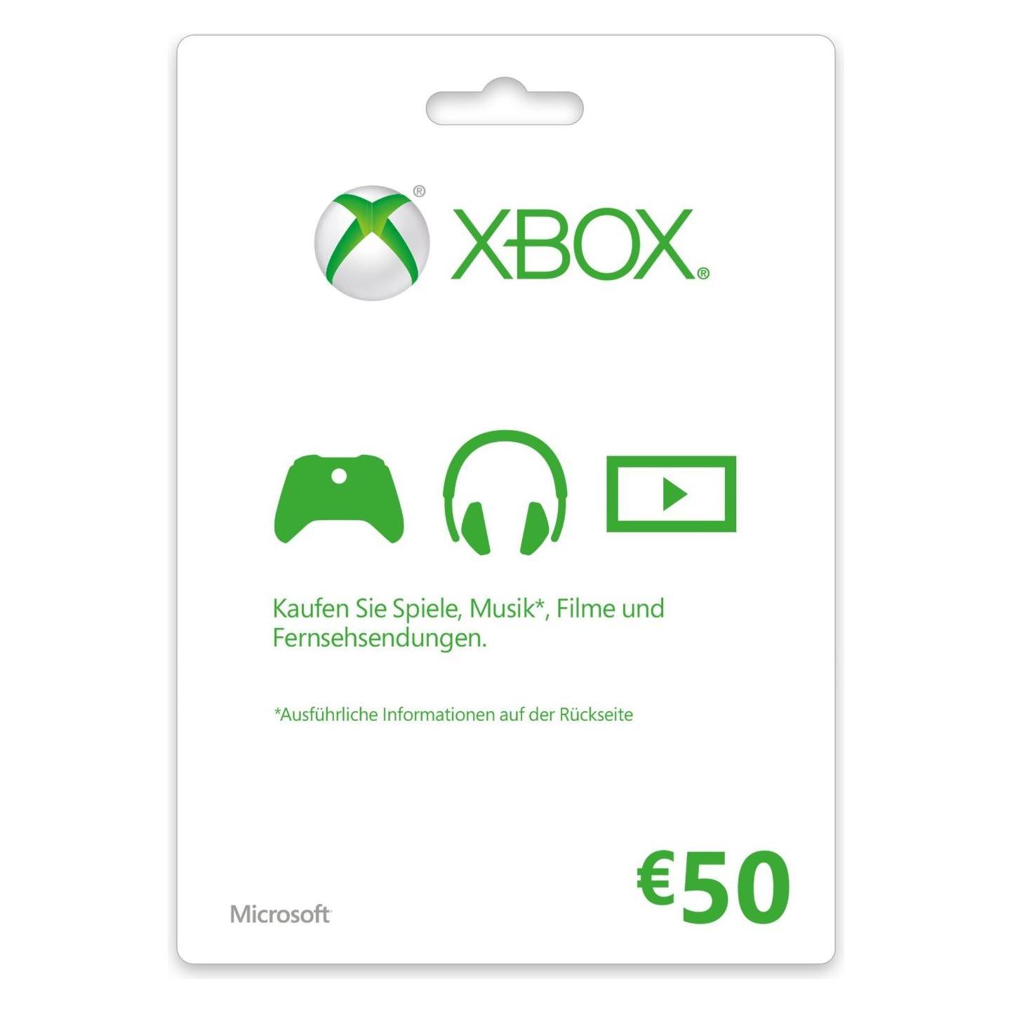 Microsoft Xbox Guthabenkarte 50€ (50 EUR) (K4W-02563)