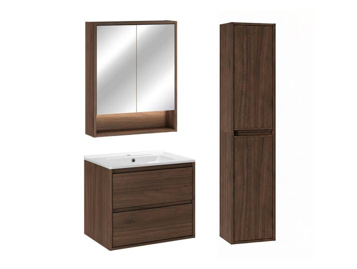 Petits-meubles Badmöbel 61cm Edmé 2er-Set Dunkles Holz, Braun, Holzwerkstoff, 61x52x46 cm, Badezimmer, Badmöbelsets & -serien, Badmöbelset