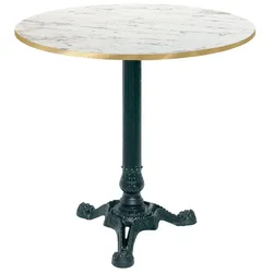 RestooTab - Tisch Bistrot Ø70cm Dekor Calacatta Kanten messingfarben