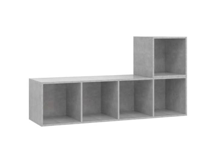 KGFHERENB 2-tlg. TV-Schrank Wandmontage Hängend Betongrau Holzwerkstoff Wandhängendes Board für Wohnzimmer und Schlafzimmer schafft mehr Bodenfreiheit und moderne Optik durch zwei separate Module.