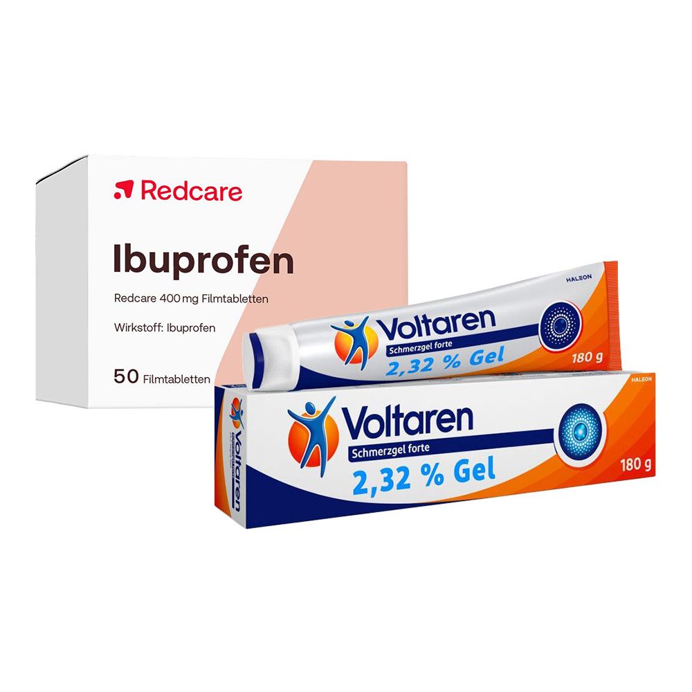Voltaren Schmerzgel forte 23,2 mg/g & Ibuprofen Redcare 400 mg Filmtabletten 1 St Set
