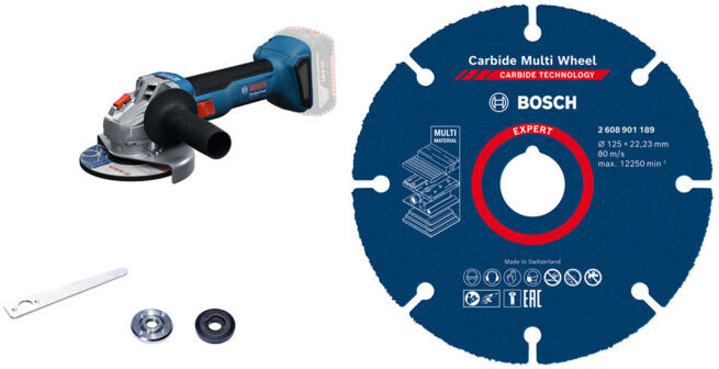 Set Bosch Akku-Winkelschleifer GWS 18V-8 + EXPERT Carbide Multi Wheel Trennscheibe 125 mm