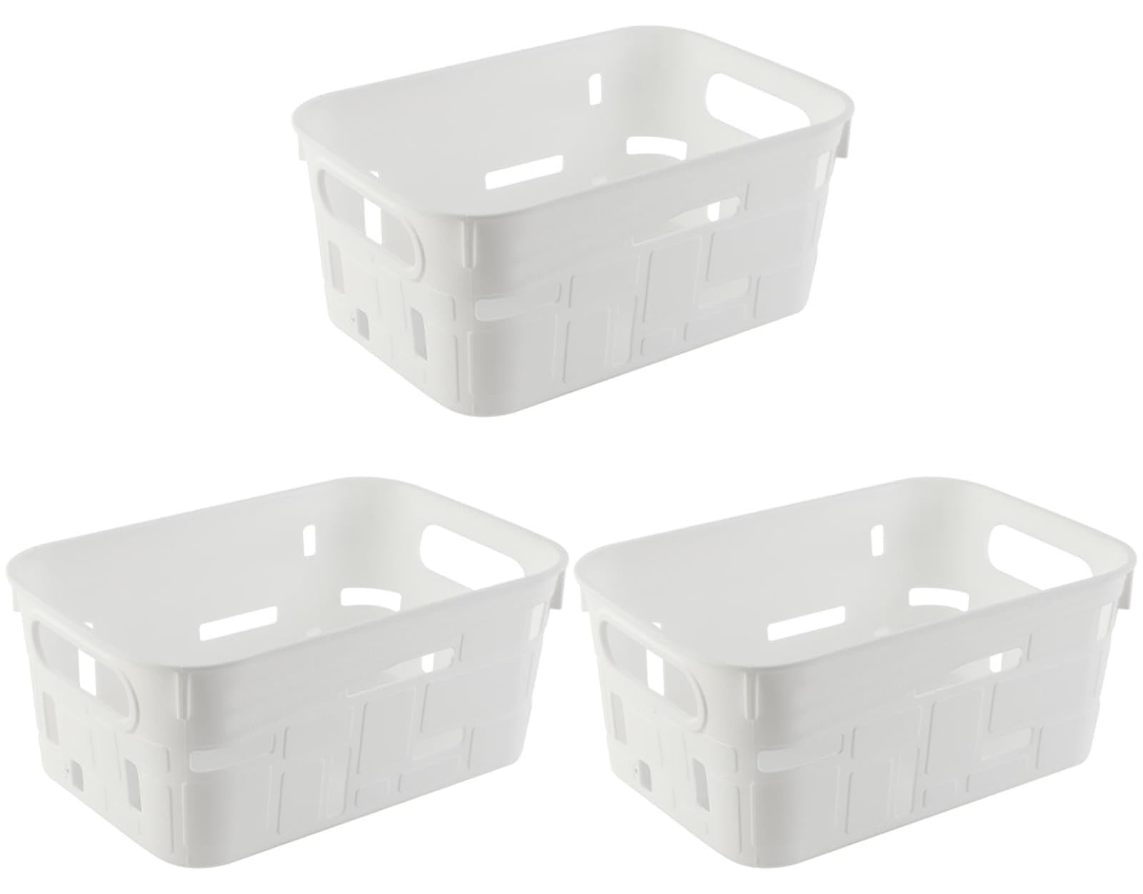 Dripio Set van 3 Stapelbare Opbergboxen met Handvatten, Wit, Kunststof