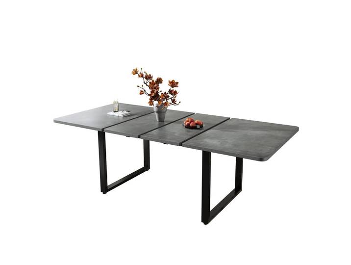 Modfu Esstisch aus MDF 220x90x75 cm Grau ausziehbar mit verstärkten Führungen und hoher Stabilität, 90x75x220 cm, Esszimmer, Esstische