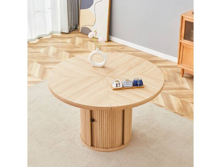 SENVIRO table à manger ronde avec rangement 115 x 115 x 74 cm MDF aspect bois 4 à 6 personnes