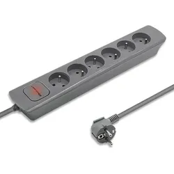 Qoltec, Steckdosenleiste, 50277 power extension 6 AC outlet(s) Indoor Grey (6x, CEE 7/4, 1.80 m)