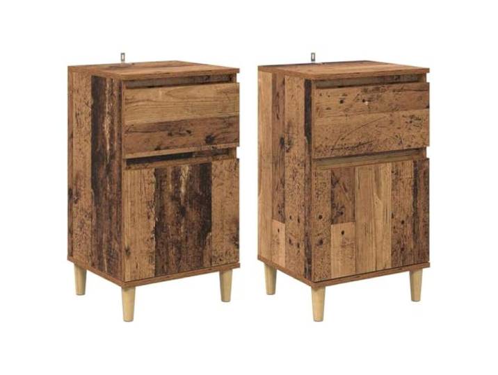 KDVXBCQJH Nachttisch 2er-Set, 40x35x39 cm, Altholz-Optik Holzwerkstoff Zweiteilige Beistelltische fürs Schlafzimmer bieten strukturierte Ablageflächen mit Schubladen in eleganter Vintage-Optik.