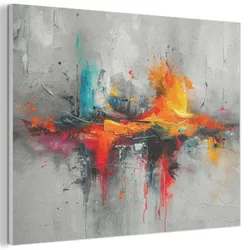 AKUSTIKBILD Moderne Kunst - Orange - Grau - Abstrakt Wanddeko 70x50 cm