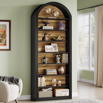 YUZHOU "79.53"" Tall Modern Arched Bookshelf for Living Room, Study"