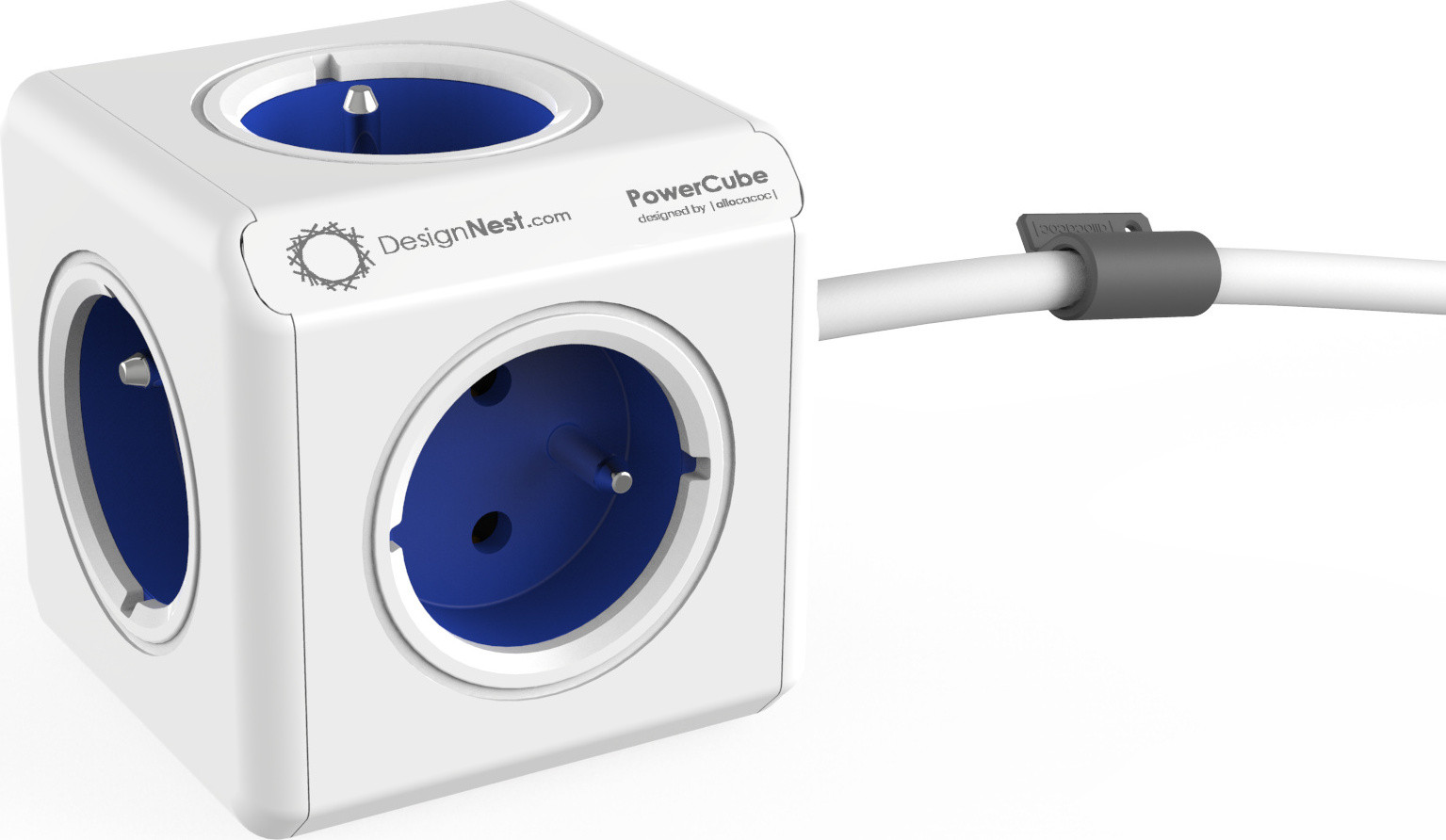 Power Cube 1300BL/DEEXPC stekkerdoos met 5 stopcontacten, blauw, 1,5 meter