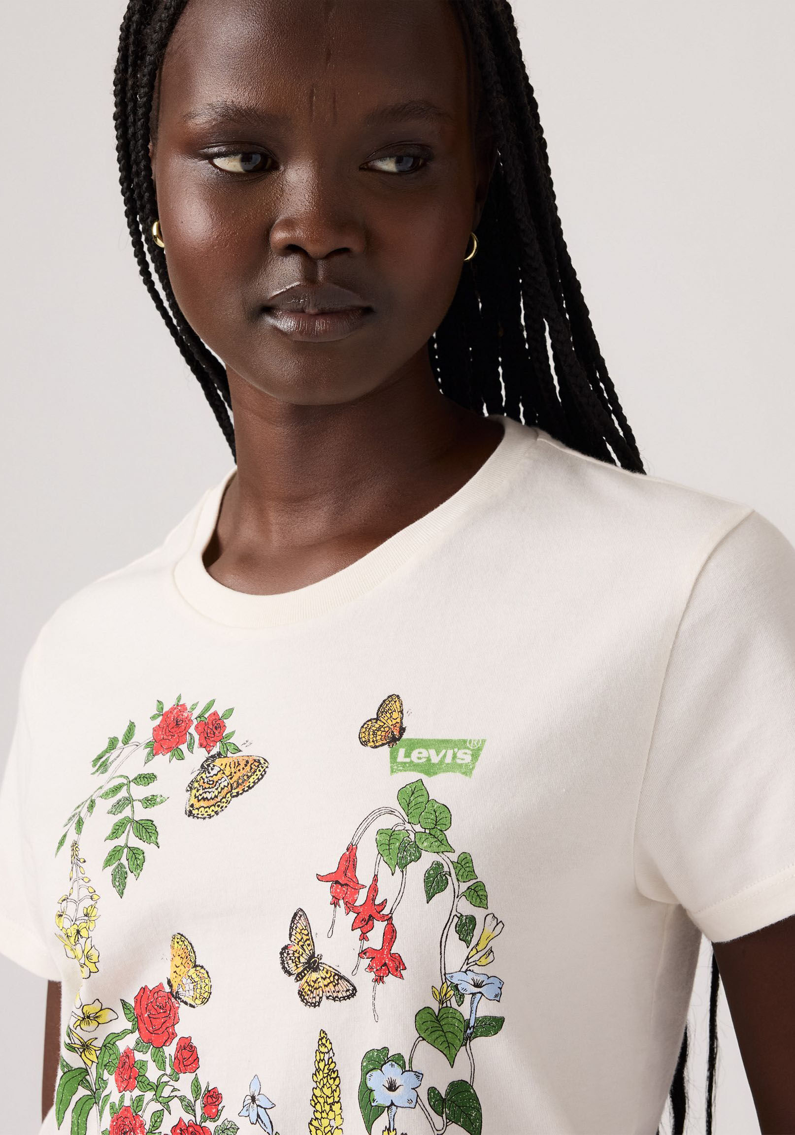 T-Shirt LEVI'S "THE PERFECT TEE", Damen, Gr. XS (34), rosa (rose garden bw art o), Single Jersey, Obermaterial: 100% Baumwolle, regular fit taillenbedeckt, Rundhals, Shirts T-Shirt, mit Blumen Print rose garden bw art o XS (34)