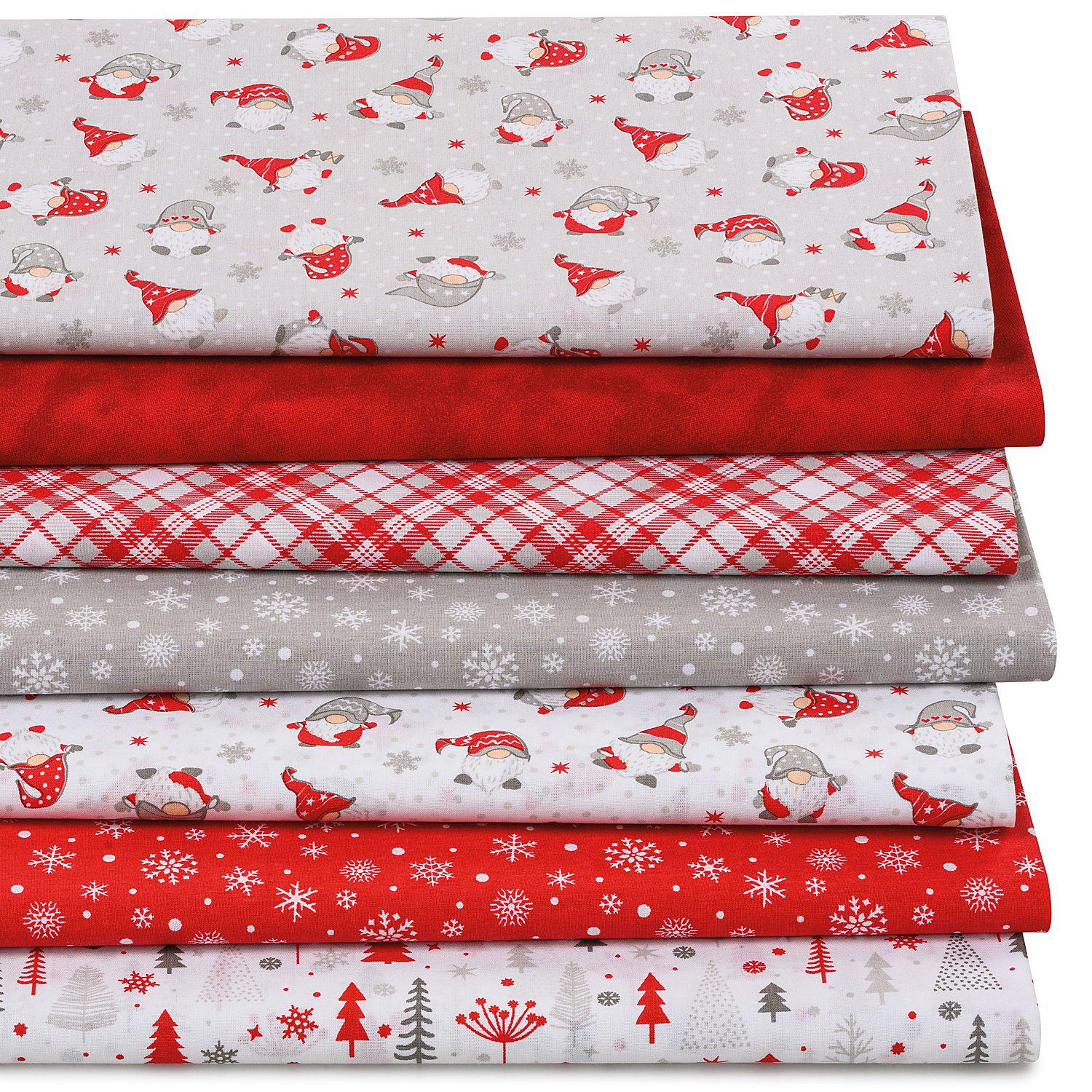 Patchwork- und Quiltpaket "Kleine Wichtel", grau/rot/weiß