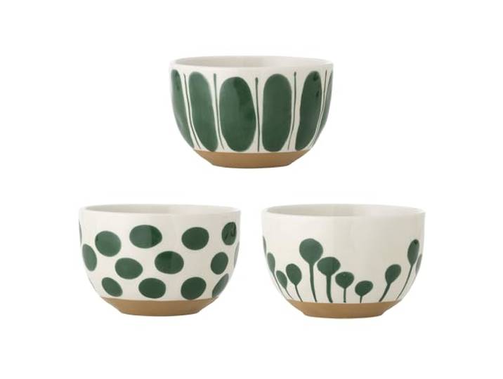 Bloomingville Creative Collection Linora Schale, Grün, Steingut, T12,5xH8 cm, 3er Set, 580 ml